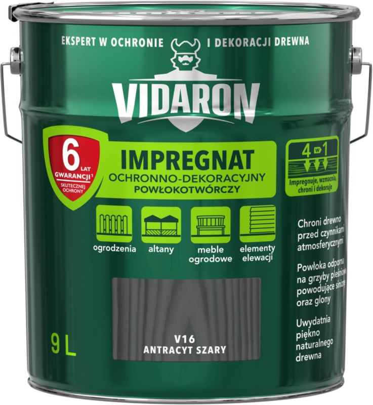 Impregnat do drewna Vidaron antracyt szary 9 l