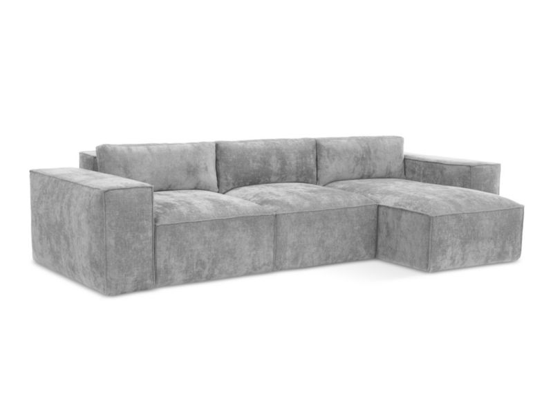 Narożnik prawostronny z funkcją spania LaMiaSofa Asti z tkaniny szenilowej 315x160 cm jasny szary 1 szt.