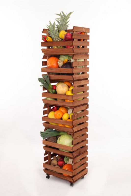 Regał na warzywa i owoce MODO24 na kółkach 157x37x30 cm 6 skrzynek impregnat brązowy 1 szt