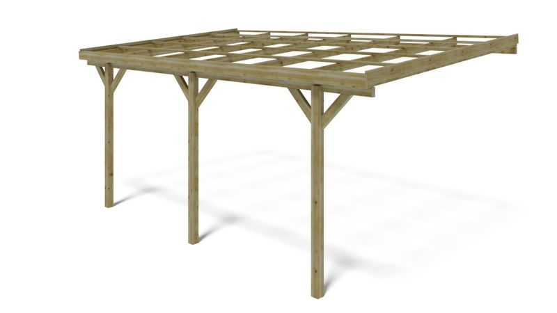 Carport Wiata garażowa ALTANKA 3x5,24 m - 15 m2 - montowany do ściany budynku, drewniana, 1szt.