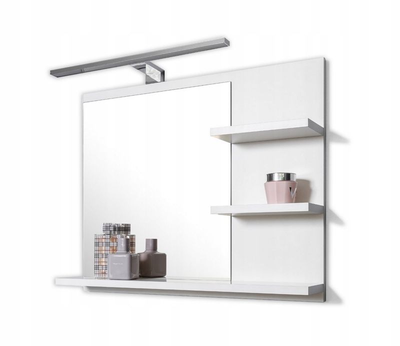 Lustro łazienkowe z półkami i oświetleniem LED Better Home, 60 x 50 x 12 cm, białe, 1 szt.