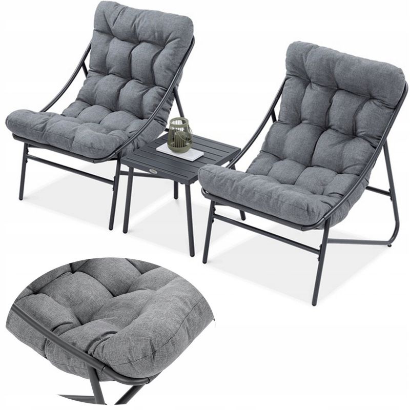 Zestaw Mebli Balkonowych Ogrodowych CASPER Stolik 2x Fotel na Balkon Taras 1 szt