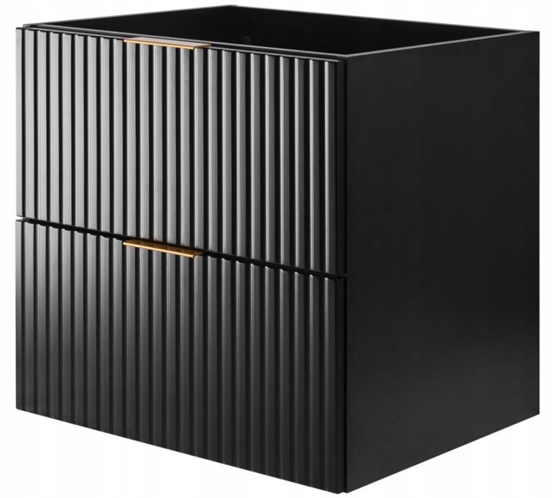 Wisząca Szafka Łazienkowa Furnidea 60 cm czarny mat ryflowana 2 szuflady Flow 1 szt.