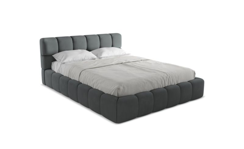 Łóżko LaMiaSofa Nalu z tkaniny szenilowej 160x200 grafitowy 1 szt.