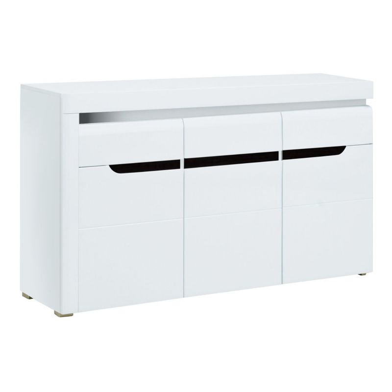 Komoda IVORY 152 cm Mebel Elite Trzydrzwiowa z Szufladą do Salonu Biała 1 szt