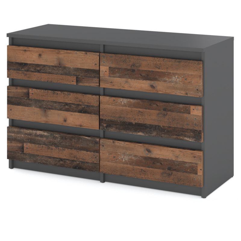 Komoda Hurtownia-Mebli Szuflady 6 Hugo Średnia 100cm Szary Mat Old Style 100x33.5x71.5 cm 1szt.