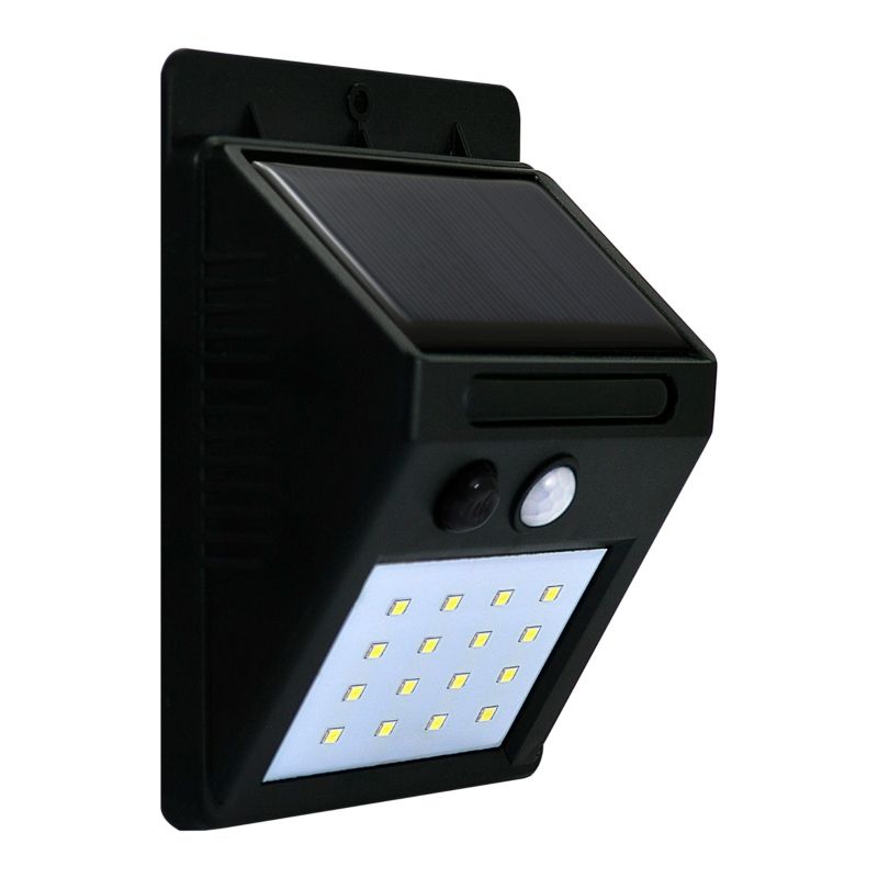 Kinkiet solarny z czujnikiem Polux Box czarny LED 2.2W 6400K 270lm IP44 wym: 12,5 x 9,5 x 5 cm tworzywo sztuczne - 1 szt.