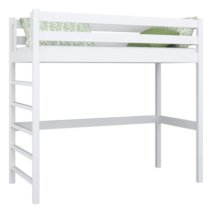 Drewniane łóżko na antresoli N-WOOD N01 100x200 biały 1 szt.