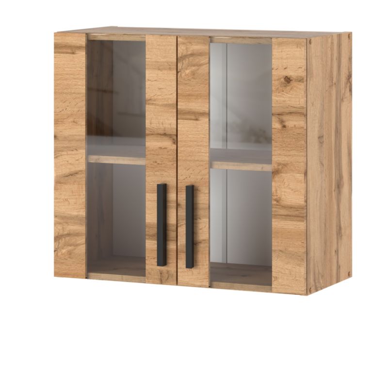 Szafka Kuchenna Hurtownia-Mebli Wisząca Blanka górna W80 Witryna 80cm Dąb Wotan Dąb Wotan 80x30x60 cm 1szt.