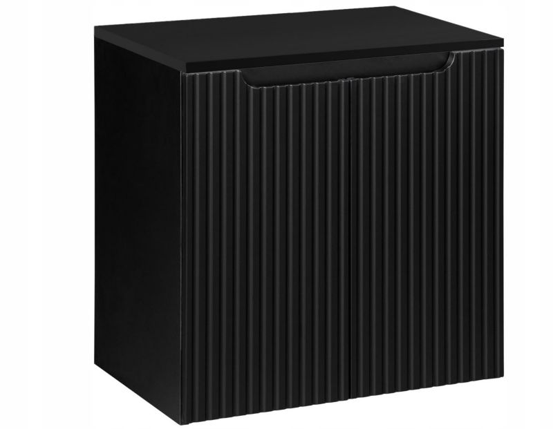 Szafka pod umywalkę łazienkowa Furnidea Nova Black czarna z blatem 60 cm ryflowana 1 szt.