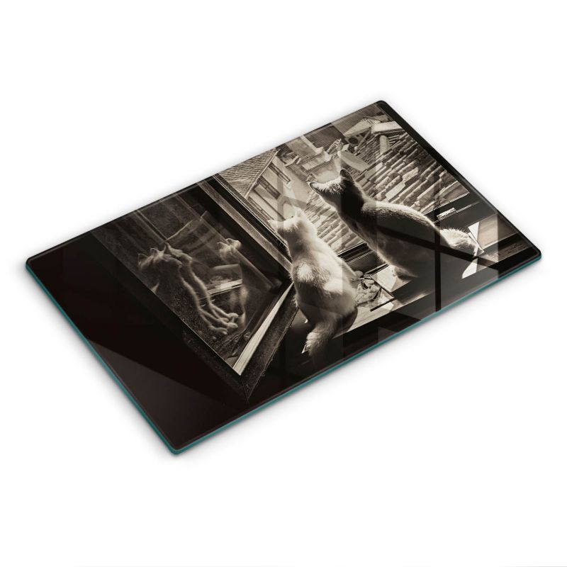 Szklana deska do krojenia Wallfluent 52x30 cm Koty miasto i okno 1 szt.