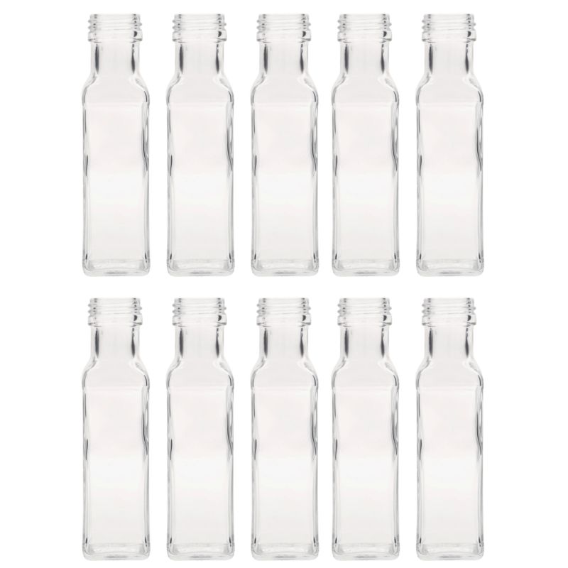 Butelki szklane MODO24 100 ml maraska kwadratowa na soki i oliwę fi 31 bez nakrętek 10 szt.
