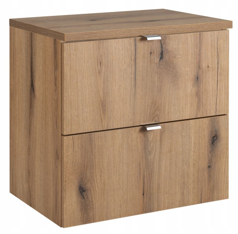 Szafka pod Umywalkę łazienkowa Furnidea 60 cm Wisząca z Blatem Dąb Nova Oak Ryflowana 1 szt.
