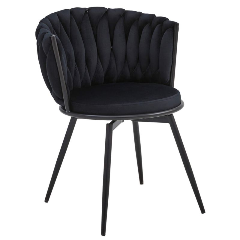 Krzesło obrotowe MebleMWM DC-3027 welur czarny nogi czarne 1 szt.