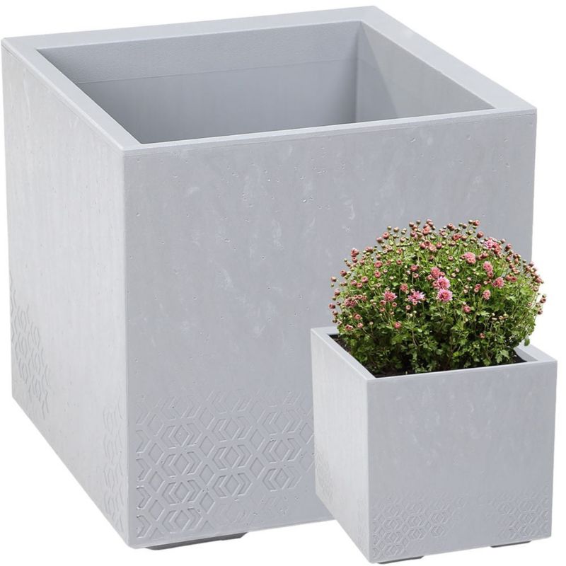 Doniczka Lamela KARO donica kwietnik 40x40x40cm imitacja betonu szara 1 szt.