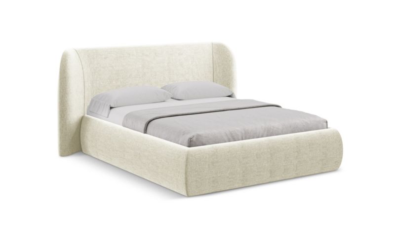 Łóżko LaMiaSofa Hauke z tkaniny szenilowej 160x200 beżowy 1 szt.