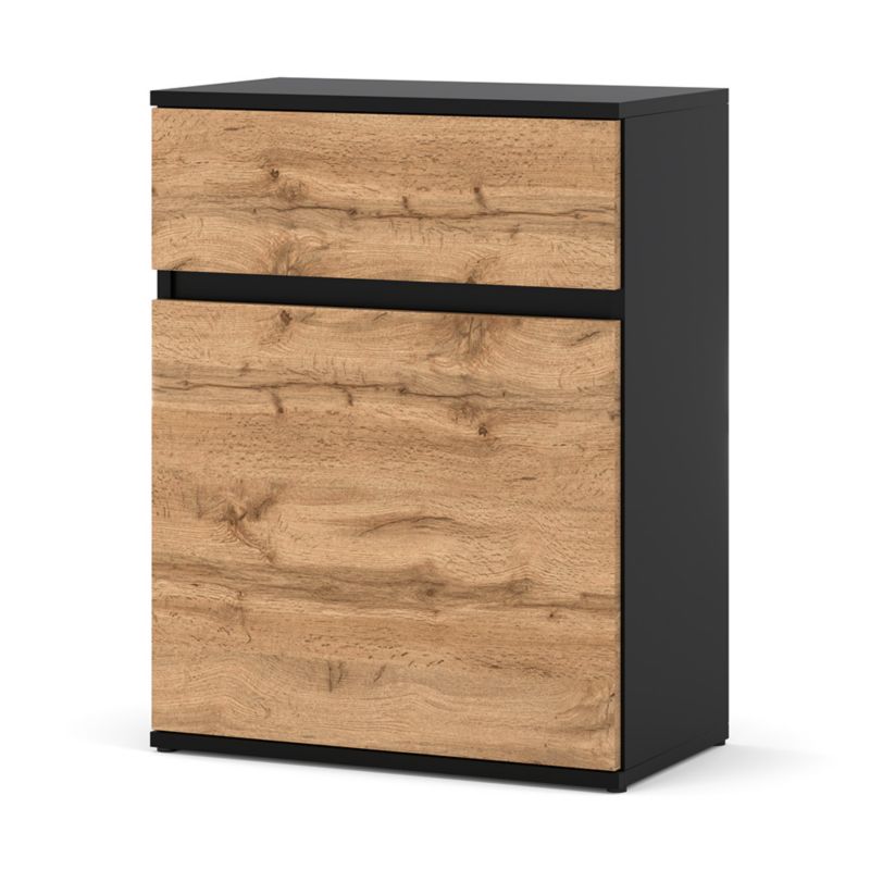 Komoda Hurtownia-Mebli Szuflady 1 Kimi 60cm Czarny Mat Dąb Wotan 60x35x78 cm 1szt.