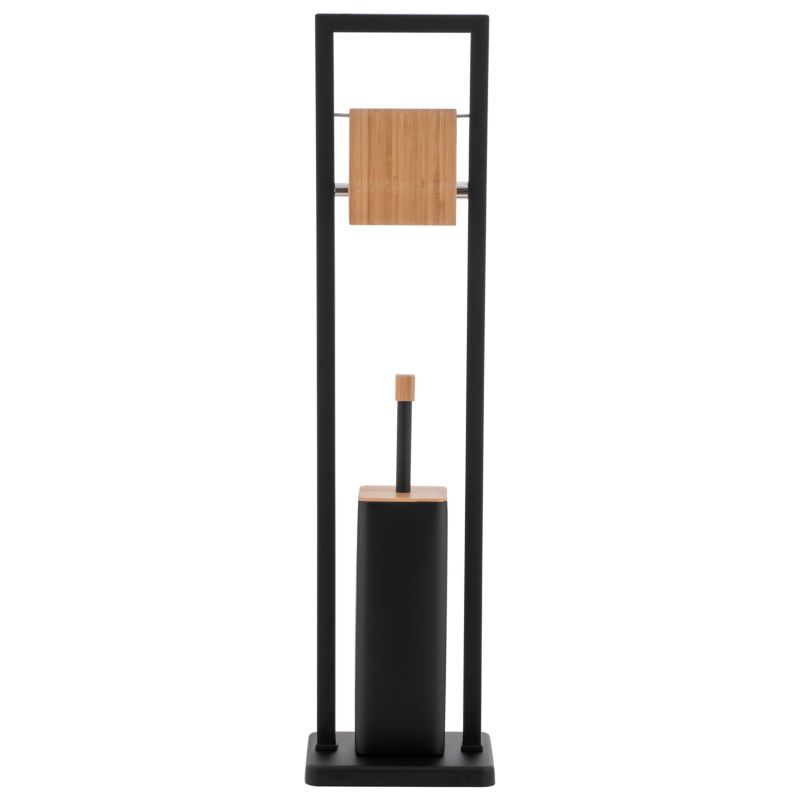 Stojak BARCA - Yoka Home na papier toaletowy i szczotkę WC uchwyt na papier czarny bambus - 1 szt.