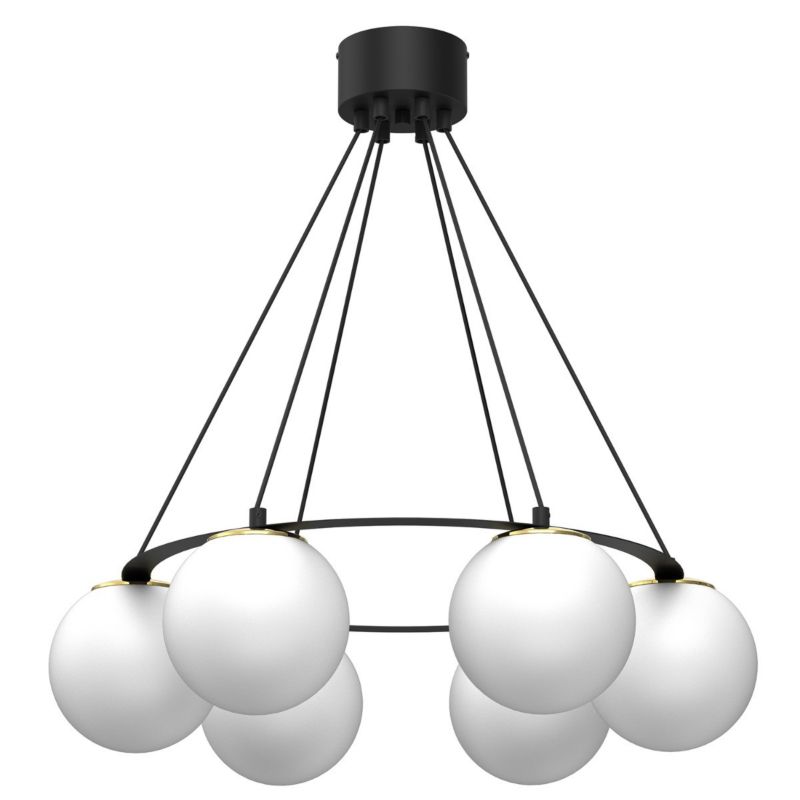 Lampa wisząca Luminex Ballo 6740 czarny matowa-biała-złota ring 6xE27 x 15W 1 szt.