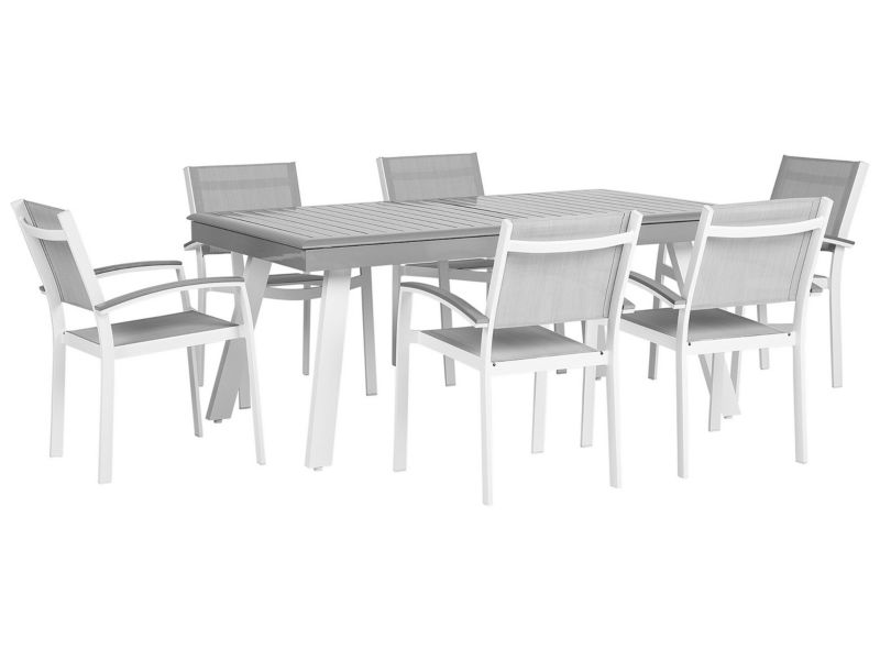 dla 6 osób Zestaw: stół z 6 krzesłami Pereta Metal Szary 1 kpl