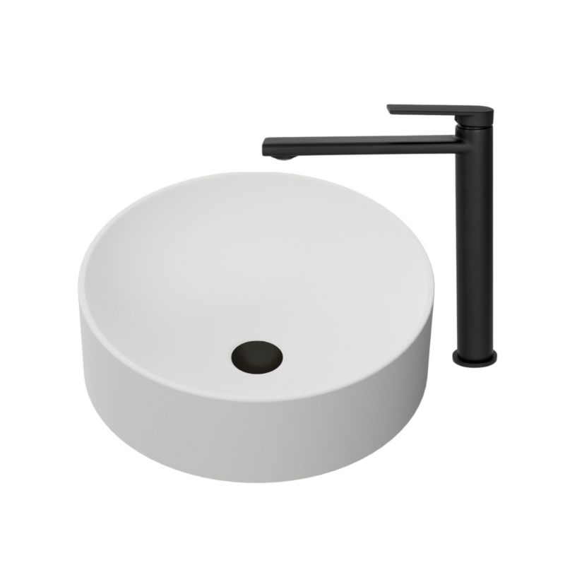 Umywalka Circle GranMaster biała - Zestaw wraz z korkiem klik klak oraz baterią 1szt.