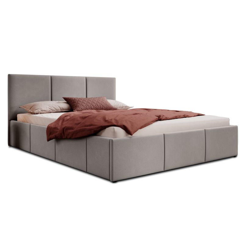 Łóżko tapicerowane z pojemnikiem MebleMWM SFG0159 140x200 szary 22 welur 1 szt.