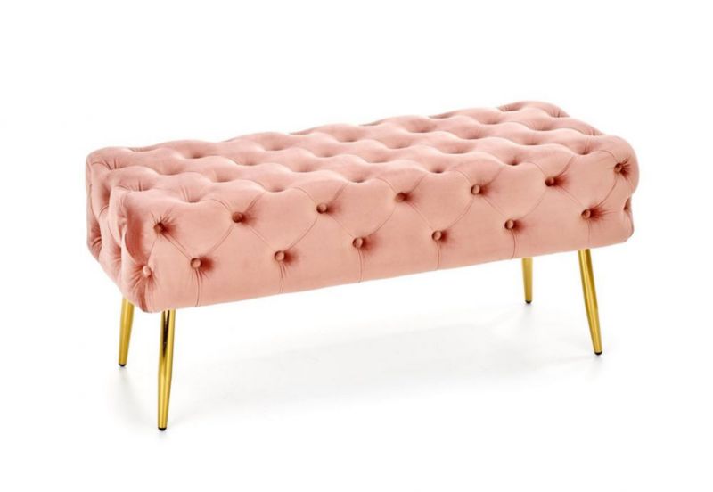Ławka Halmar ATHENA VELVET różowa/złota 1 szt