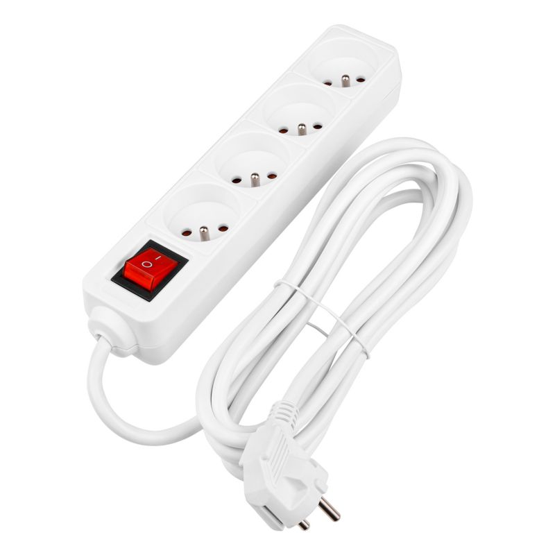 Przedłużacz listwa zasilająca MasterLED Silo 4 gniazda 3m włącznik uziemienie biały 1 szt.