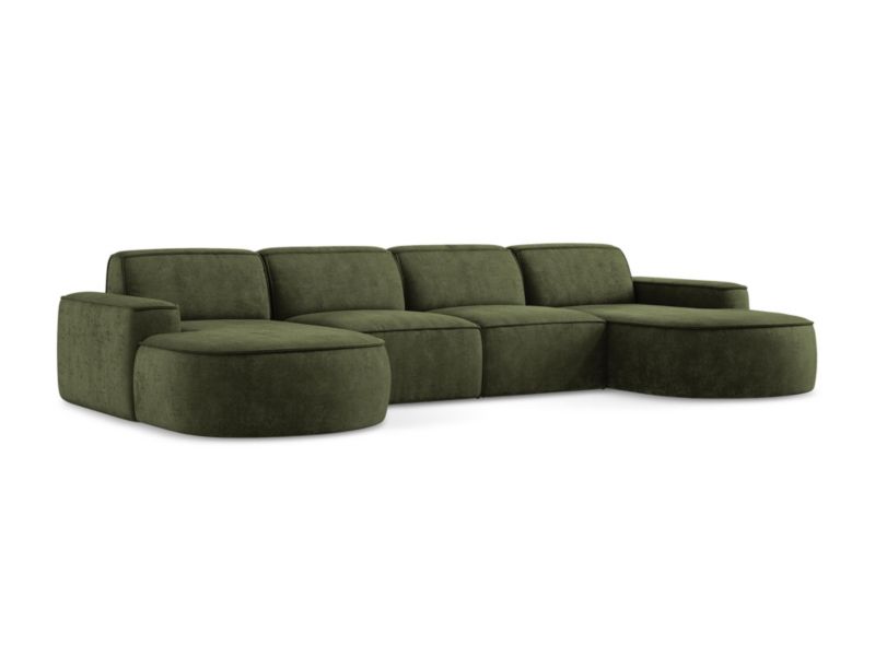 Sofa modułowa panoramiczna LaMiaSofa MELISSA z tkaniny szenilowej 364x166 cm oliwkowy 1 szt.