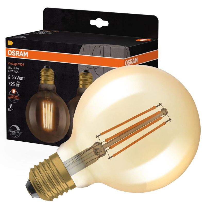 Żarówka LED Osram Dekoracyjna G95 Kula E27 6.5W 725lm 2400K 300st 2 szt.