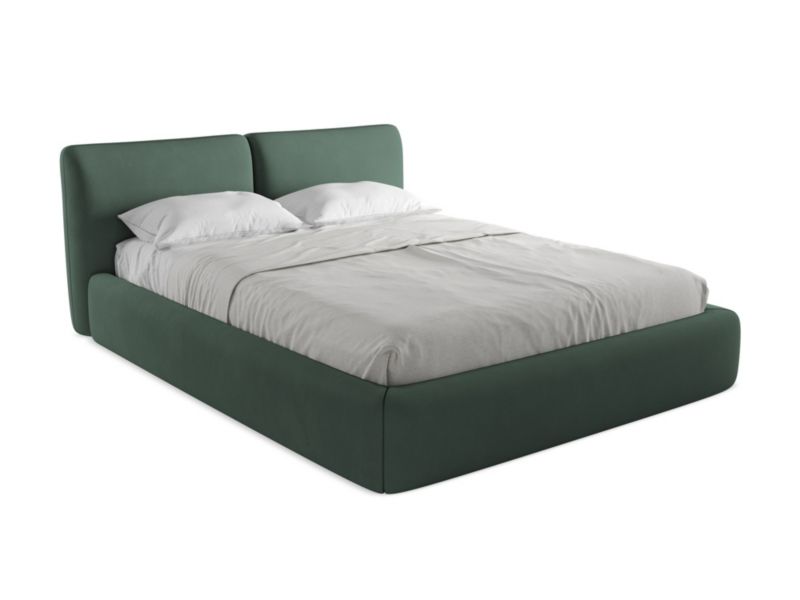 Łóżko LaMiaSofa Hoku z tkaniny szenilowej 160x200 zielony 1 szt.