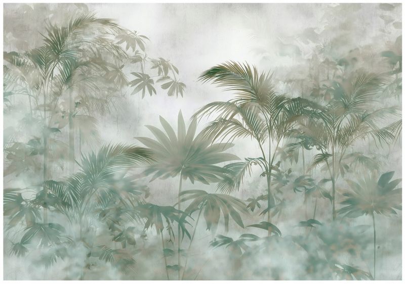 Fototapeta WALLARENA Do Sypialni Salonu Na Flizelinie Dżungla Liście Beton 300x210 cm 1 szt.