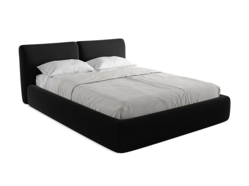 Łóżko LaMiaSofa Hoku z weluru 160x200 czarny 1 szt.