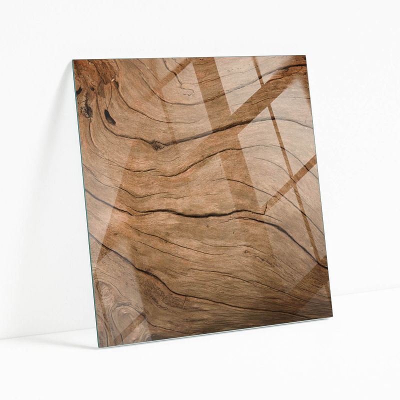 Blat Szklany z Nadrukiem Wallfluent 60x60 cm Wzór inspirowany drewnem 1 szt.