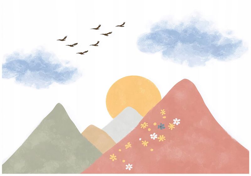 Fototapeta WALLARENA Dla Dzieci Na Flizelinie Góry Ptaki Chmury 400x280 cm 1 szt.