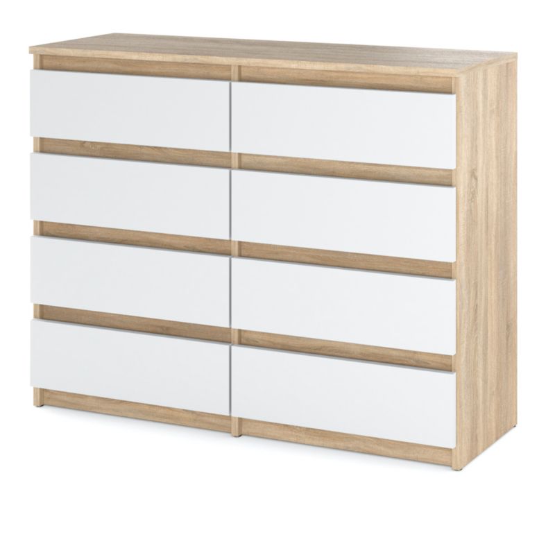 Komoda Hurtownia-Mebli Szuflady 8 Hugo Duża 120cm Dąb Sonoma Biały Mat 120x33.5x92.5 cm 1szt.