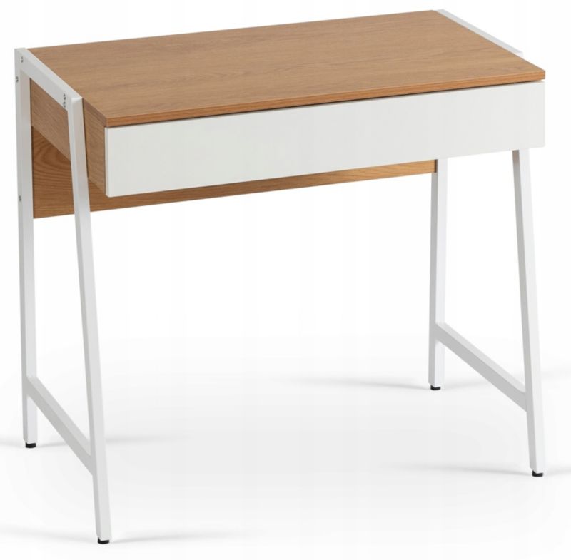 Biurko Mori Mebel Elite 84 cm Dąb/Białe Małe z Szufladą 1 szt.