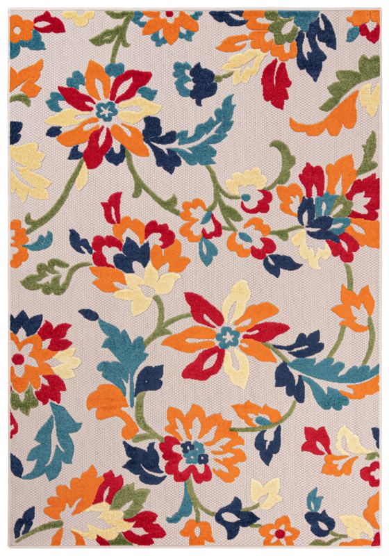 Dywan Zewnętrzny / Wewnętrzny Płaskotkany Aventura EC94A prostokąt Mazovia 140x 200 cm kolorowy motyw roślinny 1 szt.