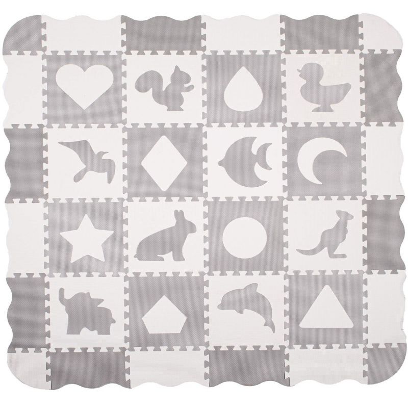 Mata edukacyjna z obrzeżem Springos puzzle piankowe dla dzieci 150x150 cm pianka EVA szara 1 szt.