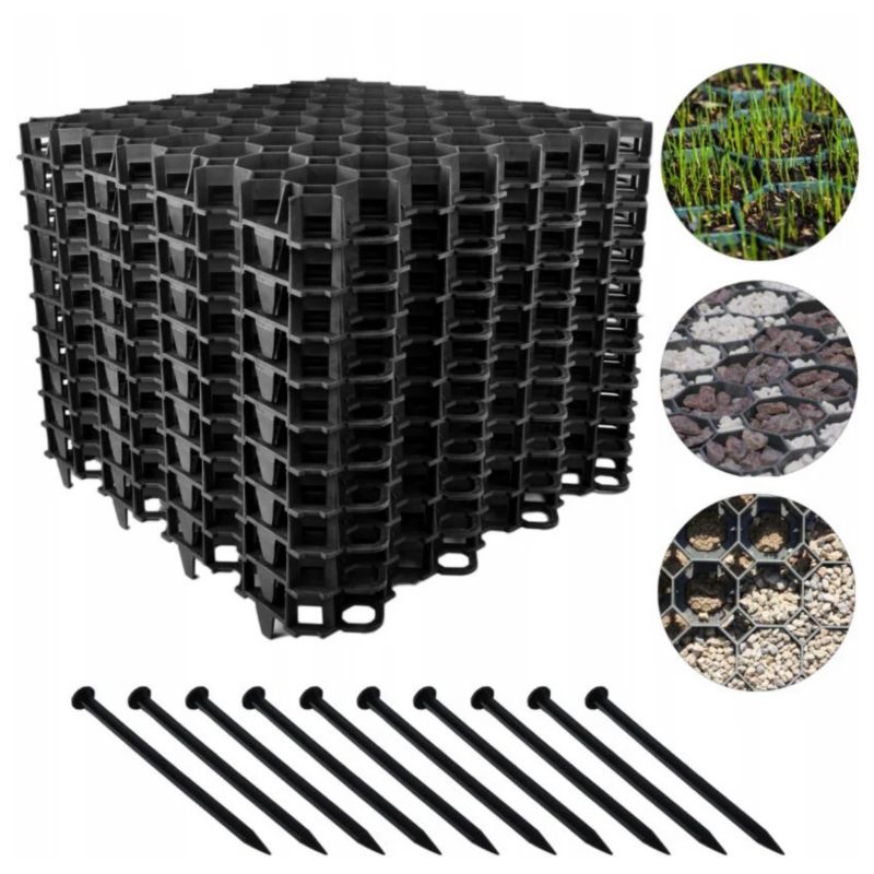 Kratka Trawnikowa CZARNA Texas Parkingowa Podjazd 50x50 cm 10 szt.