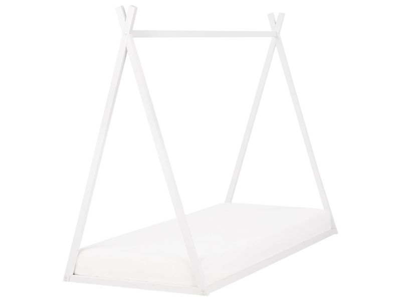 Łóżko dziecięce domek drewniane 90 x 200 cm białe Saurat 1 szt.