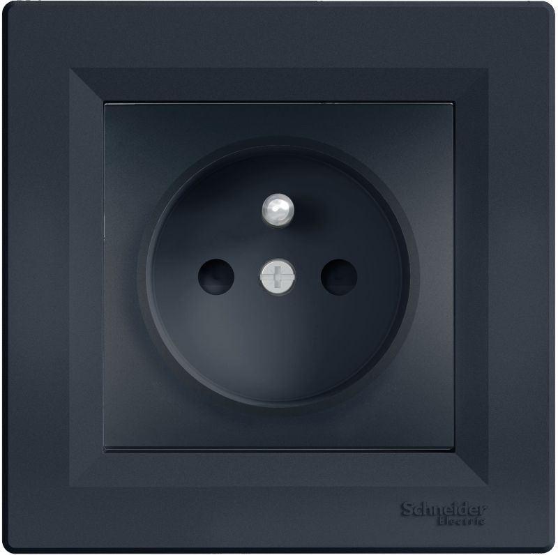 Gniazdo pojedyncze Schneider Electric Asfora z uziemieniem i przesłoną antracyt
