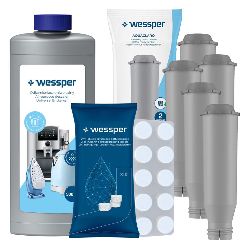Filtr wody, Wessper, do ekspresu Krups, Nivona, 5szt + tabletki czyszczące + odkamieniacz uniwersalny, 1szt