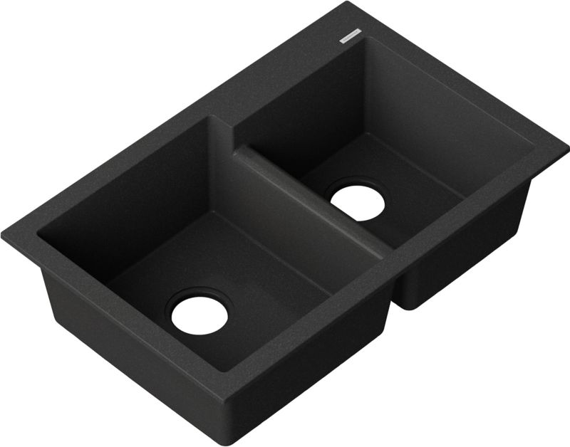Zlewozmywak granitowy Bianco 2-komorowy bez ociekacza czarny metalik