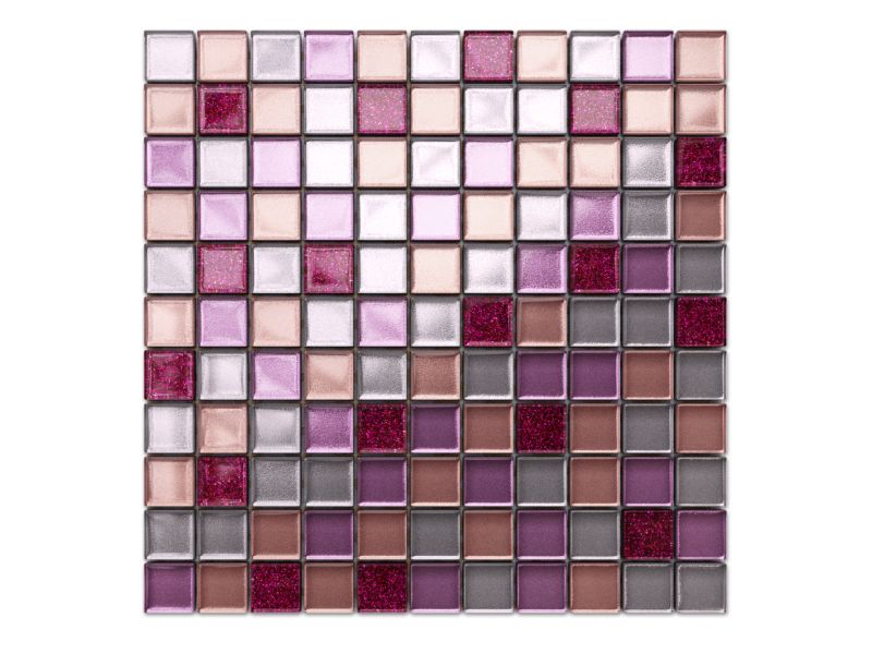 Mozaika szklana Ilcom barbie różowa wrzos praline lila brokat 30x30cm 1 szt.