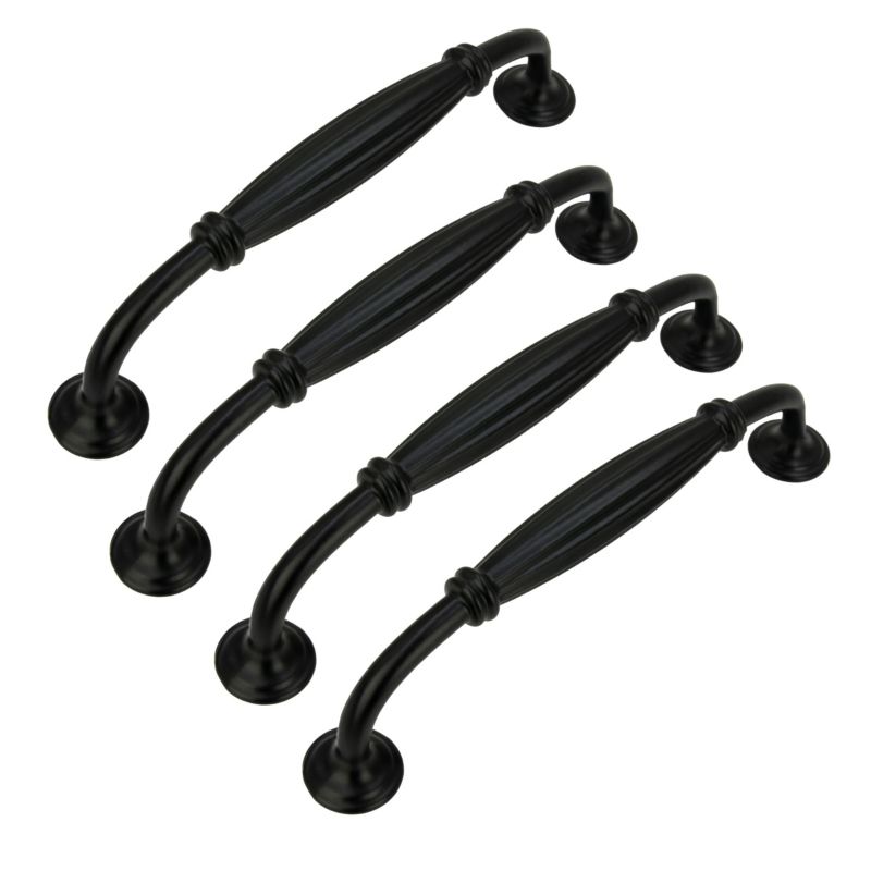 4 x Uchwyt meblowy B&B czarny 128 mm metalowy 4 szt