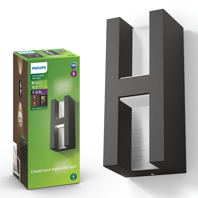 Kinkiet Ogrodowy Philips Lampa Elewacyjna Zewnętrzna LED 9W 1000lm 2700K IP44 Antracyt Shades 1 szt.