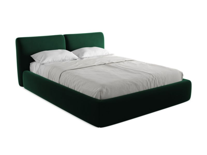 Łóżko LaMiaSofa Hoku z weluru 160x200 butelkowa zieleń 1 szt.