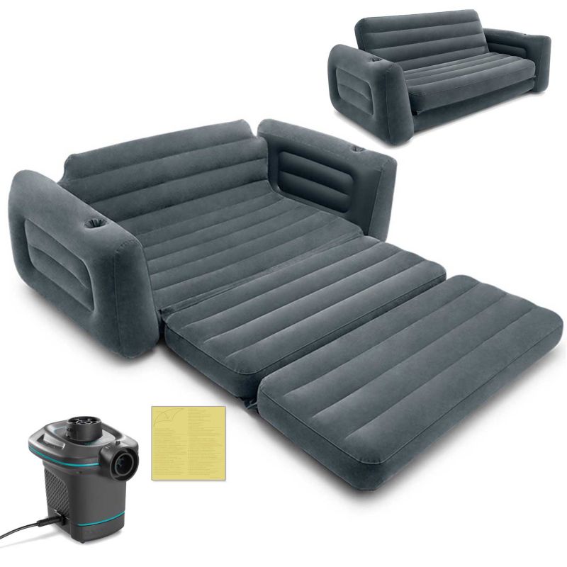 Materac dmuchany Intex dwuosobowy sofa dmuchana rozkładana 224x203x66 cm z pompką elektryczną 1szt.