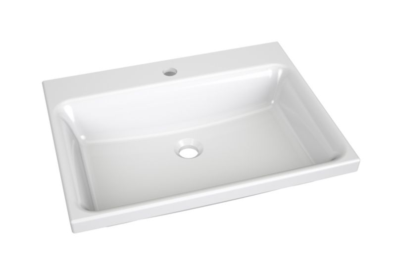 Prostokątna umywalka ceramiczna nablatowa Ravak Comfort 600 biała 1 szt